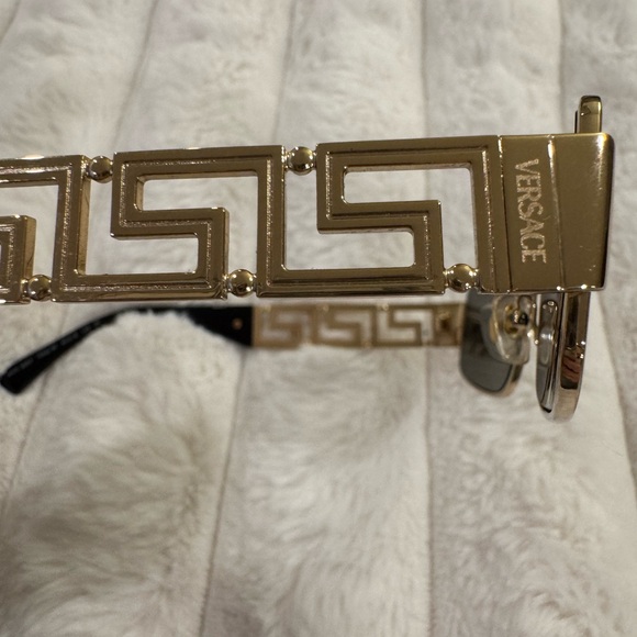Versace Gold Frame Rectangular Sunglasses - Picture 5 of 11